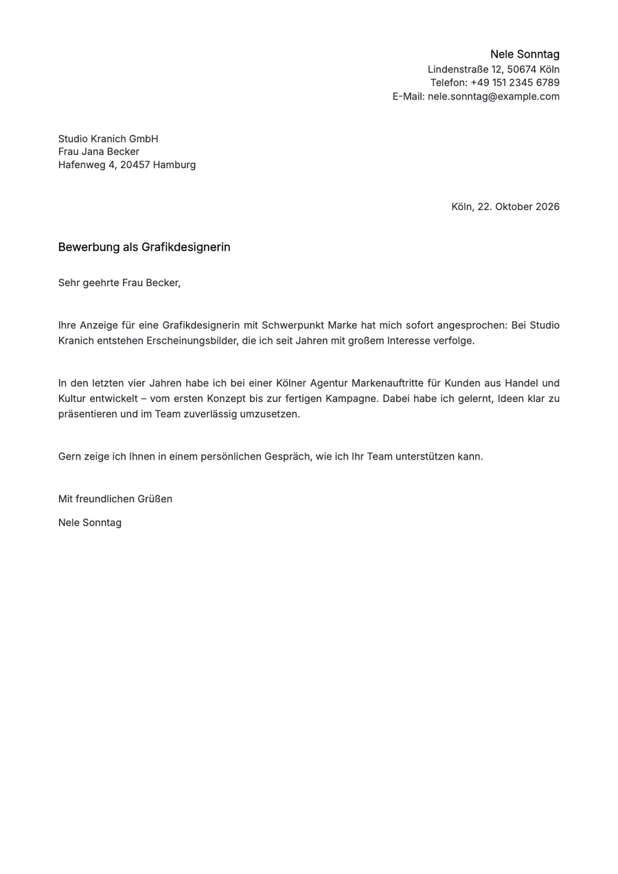 Anschreiben nach DIN 5008 mit Beispieldaten